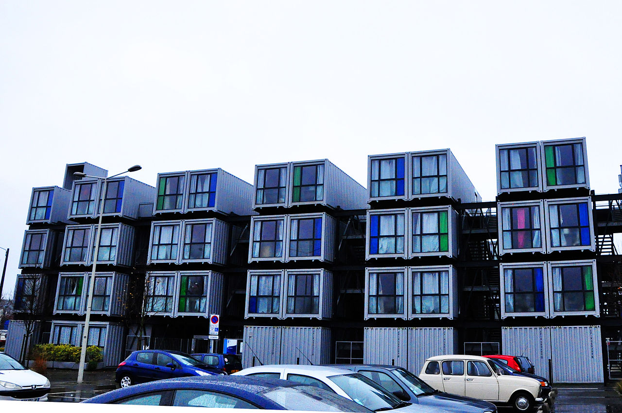 Shipping containers as apartment buildings for students, Le Havre (France, Normandy)